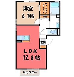 ルピナスコートC 1LDKの間取図画像
