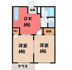エルディム秀宝 2DKの間取図画像
