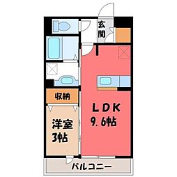 クレストコートA 1LDKの間取図画像