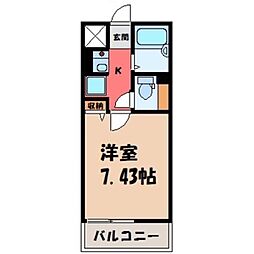 アサヒレジデンス5 1Kの間取図画像