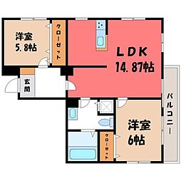 メルローズコート 2LDKの間取図画像
