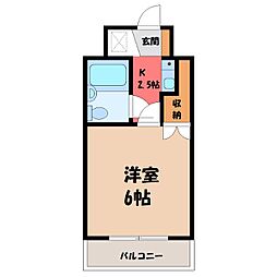 エトワール宇都宮第3 1Kの間取図画像