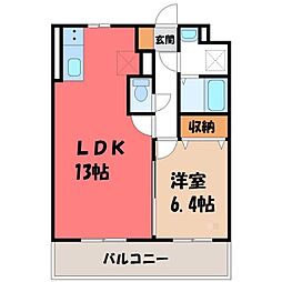 エフプラッツ 1LDKの間取図画像