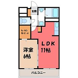 ムゲンハイツ下戸祭 1LDKの間取図画像