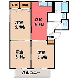 コート・エスポワールA 3DKの間取図画像