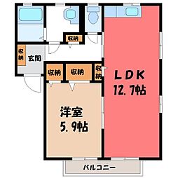 エミネンスコートD 1LDKの間取図画像