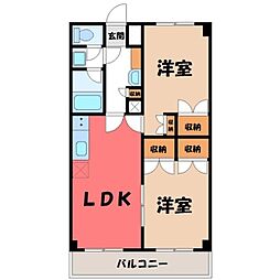 レジデンスカープ自治医大 2LDKの間取図画像