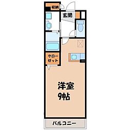 パレ・ニューみやの ワンルームの間取図画像