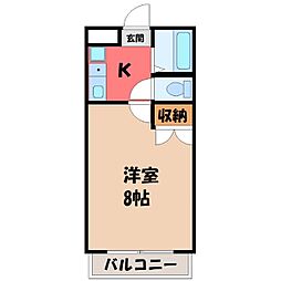 クレイン 1Kの間取図画像