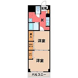プレステージ宇都宮 2Kの間取図画像