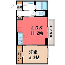 D-room上高間木 1LDKの間取図画像