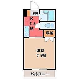 シャトー一の沢 1Kの間取図画像
