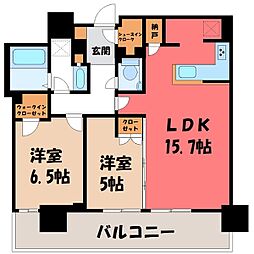 宇都宮ピークス 2LDKの間取図画像