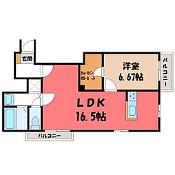 メルローズコート 1LDKの間取図画像