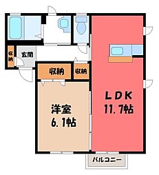 プランドールA 1LDKの間取図画像