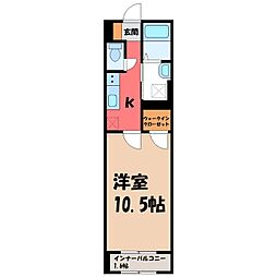 宇都宮市清原台3丁目アパート 1Kの間取図画像