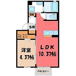 グレイス峰 1LDKの間取図画像