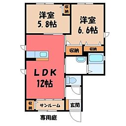 ガーデンコート 2LDKの間取図画像