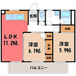 ツルオカハイツ 2LDKの間取図画像