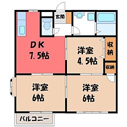 エルディム若月D 3DKの間取図画像