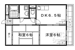 ＴＲＯＳＳ 2階2DKの間取り
