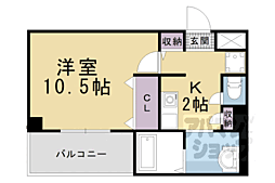 JR東海道・山陽本線 山科駅 徒歩6分の賃貸マンション 8階1Kの間取り