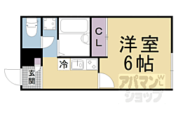 JR東海道・山陽本線 山科駅 徒歩13分の賃貸アパート 1階1Kの間取り