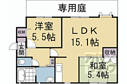 阪急京都本線 長岡天神駅 徒歩9分の賃貸アパート 1階2LDKの間取り