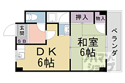 京都地下鉄東西線 椥辻駅 徒歩22分の賃貸マンション 4階1DKの間取り