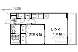 カーサアルドーレII 1階1LDKの間取り