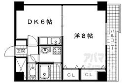 サンタウン宇治 5階1DKの間取り
