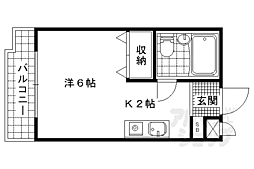 京都地下鉄東西線 東野駅 徒歩5分の賃貸マンション 4階1Kの間取り