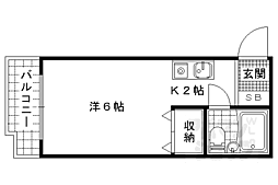 京都地下鉄東西線 東野駅 徒歩5分の賃貸マンション 4階1Kの間取り
