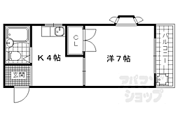 京都地下鉄東西線 東野駅 徒歩3分の賃貸マンション 3階1Kの間取り