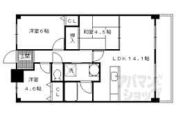 ラウンドコート京都醍醐 4階3LDKの間取り