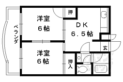 アネックス桃山 2階2DKの間取り