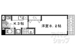 レジデンス小倉 4階1Kの間取り