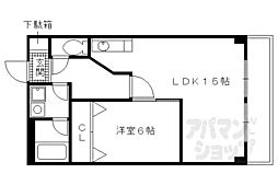 第2長栄マンション 5階1LDKの間取り