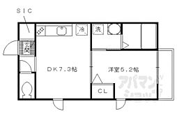 クレール 1階1DKの間取り