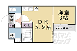VINA山科WEST 1DKの間取図画像
