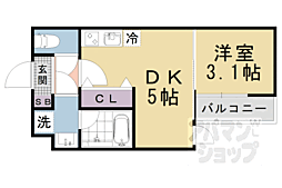 JR東海道・山陽本線 山科駅 徒歩12分の賃貸アパート 2階1DKの間取り