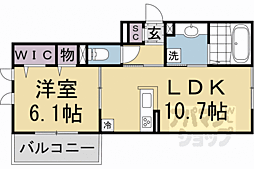 ＧＲＡＭＭ六地蔵　Ａ棟 2階1LDKの間取り