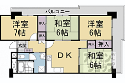 ハイム伏見C棟 4DKの間取図画像