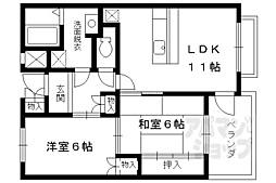 ＪＰ京都向島レジデンス 2階2LDKの間取り