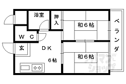 パレス稲荷 3階2DKの間取り