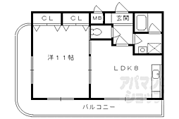シャントゥール城北 1LDKの間取図画像
