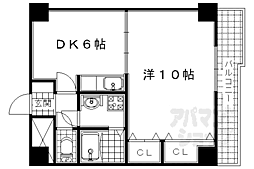 サンタウン宇治 4階1DKの間取り