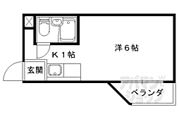 京都地下鉄東西線 椥辻駅 徒歩8分の賃貸マンション 3階ワンルームの間取り