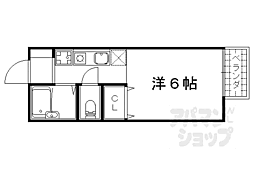 京都地下鉄東西線 御陵駅 徒歩4分の賃貸アパート 1階1Kの間取り