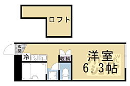 京都地下鉄東西線 椥辻駅 徒歩12分の賃貸マンション 1階1Kの間取り